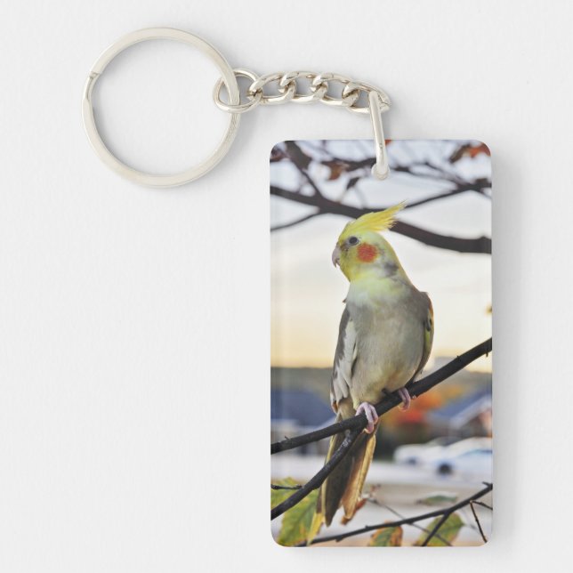 Cockatiel Profile Photograph Key Ring (Front)