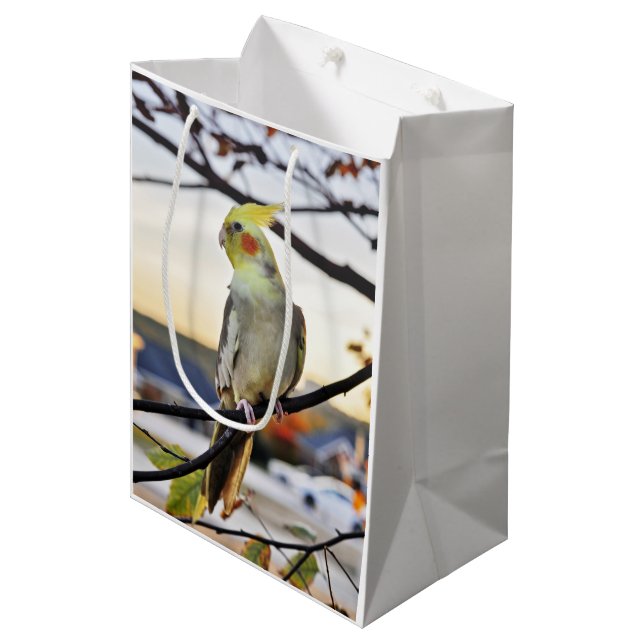 Cockatiel Profile Photograph Medium Gift Bag (Front Angled)