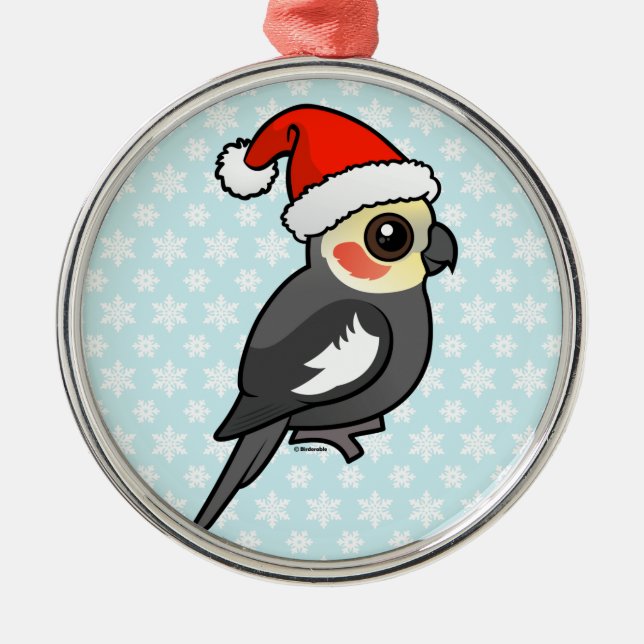 Cockatiel Santa Metal Tree Decoration (Front)