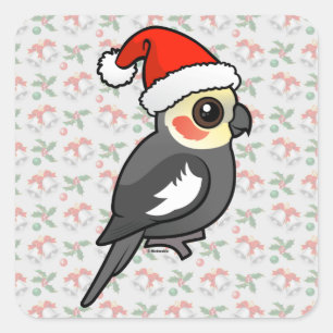 Cockatiel Santa Square Sticker