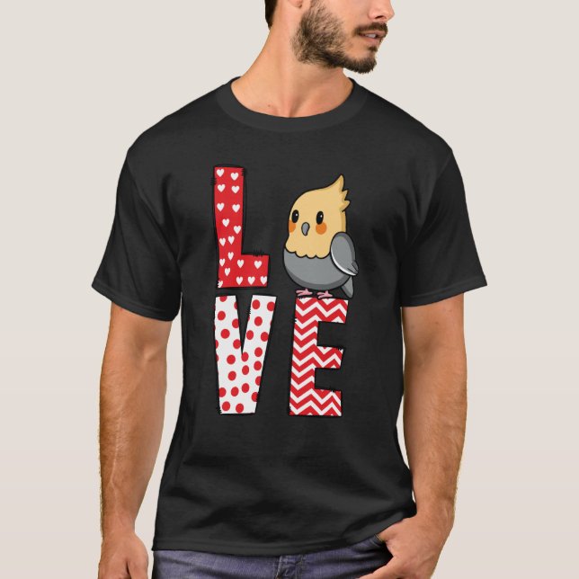 Cockatiel Valentines Day Love Valentine Cute Heart T-Shirt (Front)