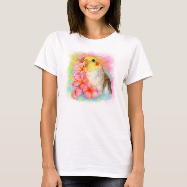 Cockatiel with frangipani T-Shirt (Front)