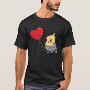 Cockatiel With Heart Balloon Valentines Day Love B T-Shirt
