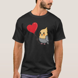 Cockatiel With Heart Balloon Valentines Day Love B T-Shirt