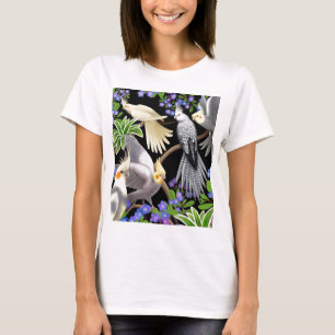 Cockatiels and Forget Me Nots Baby Doll T-Shirt