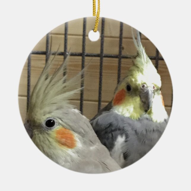 Cockatiels Ceramic Tree Decoration (Front)