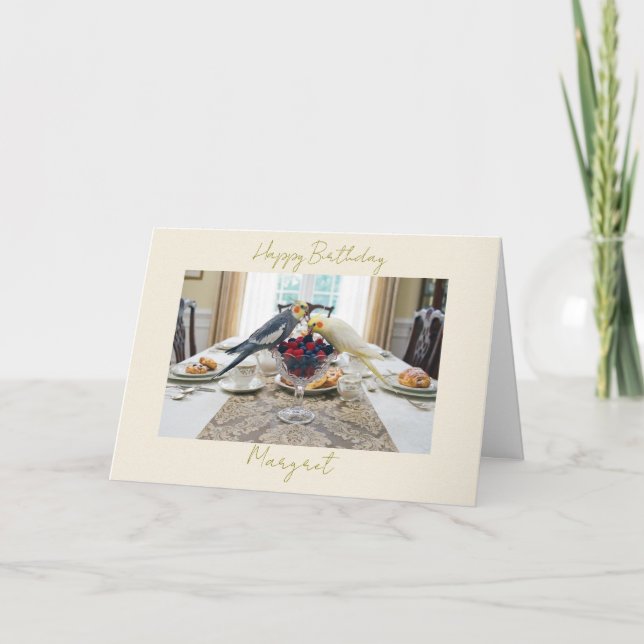 Cockatiels Eating Berries Pet Bird Lover Birthday Card (Front)
