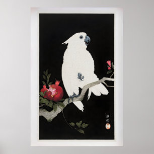 Cockatoo and Pomegranate by Ohara Koson Vintage Poster