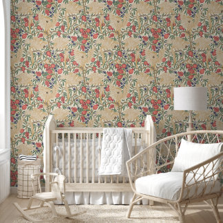 Cockatoo and Pomegranate in vanilla beige Wallpaper