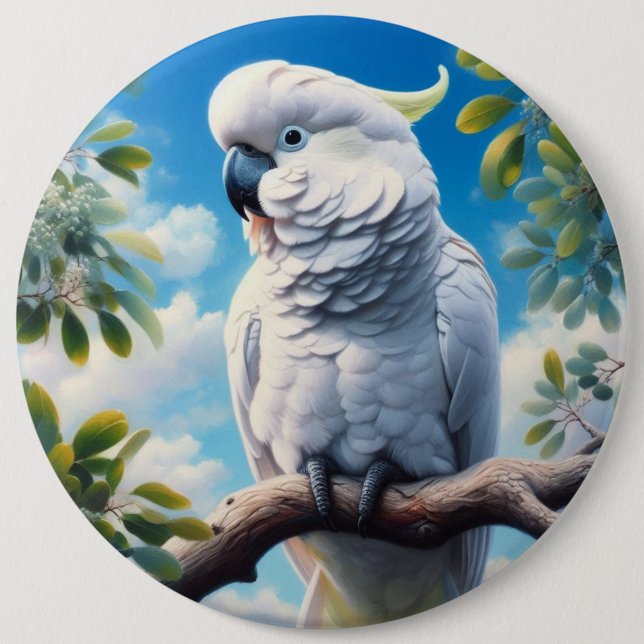 Cockatoo art  6 cm round badge (Front)