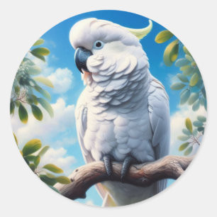 Cockatoo art classic round sticker