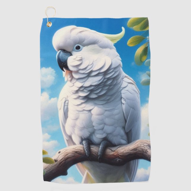 Cockatoo art  golf towel (Front)