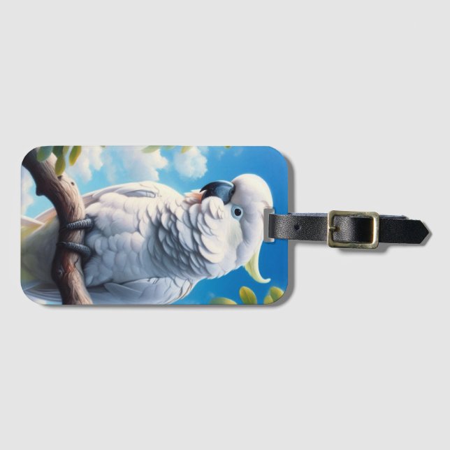 Cockatoo art  luggage tag (Front Horizontal)