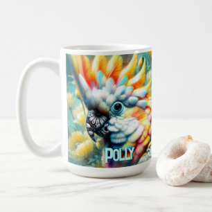 Cockatoo Bird Yellow Poppies Personalised Coffee Mug