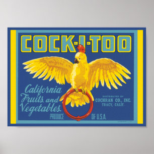 Cockatoo California Fruit and Vegetable Poster
