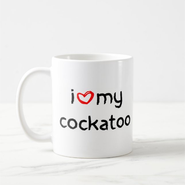 cockatoo heart coffee mug (Left)