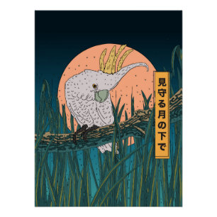 Cockatoo Japanese travel poster