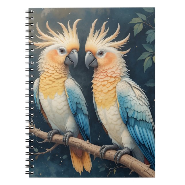 Cockatoo Parrot Couple Notebook (Front)