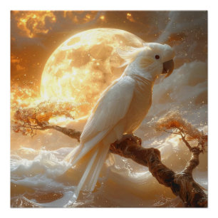 Cockatoo Parrot Fantasy Dreamscape Poster