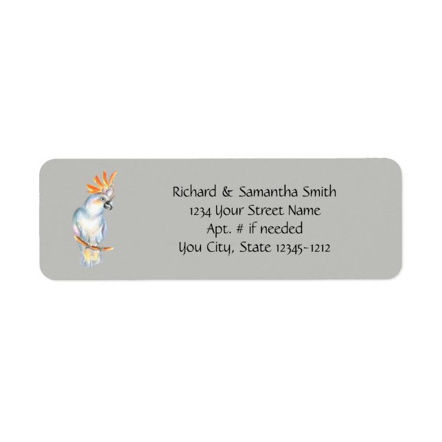 Cockatoo Parrot Personalise Return Address Labels (Front)