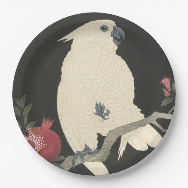 Cockatoo Vintage Japanese Fine Art Paper Plates (Front)