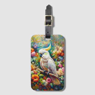 Cockatoo with Colourful Flowers Luggage Tag