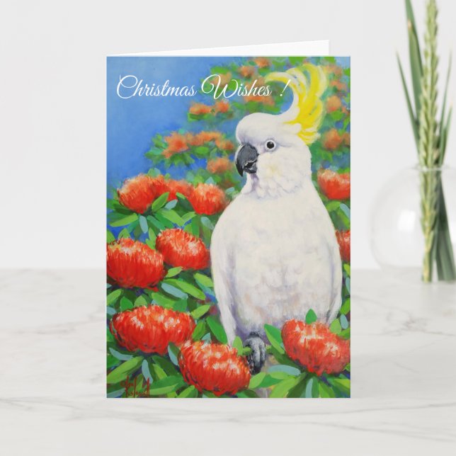 Cockatoos - Christmas Wishes Holiday Card (Front)