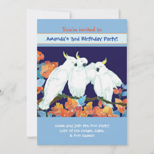 Cockatoos Kids Birthday Party Invitation