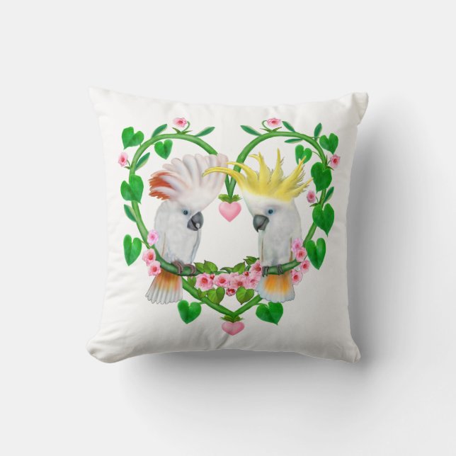 Cockatoos of the Heart Cushion (Front)
