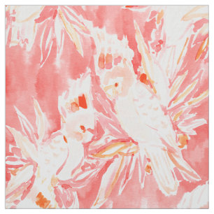 COCKATUDE Peach Cockatoos Fabric