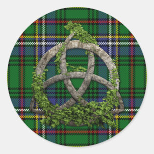 Cockburn Tartan And Celtic Trinity Knot Classic Round Sticker