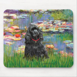 Cocker (black) - Lilies 2 Mouse Mat