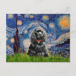 Cocker (black) - Starry Night Postcard
