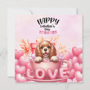 Cocker Puppy Dog for Valentine's Day Holiday Card