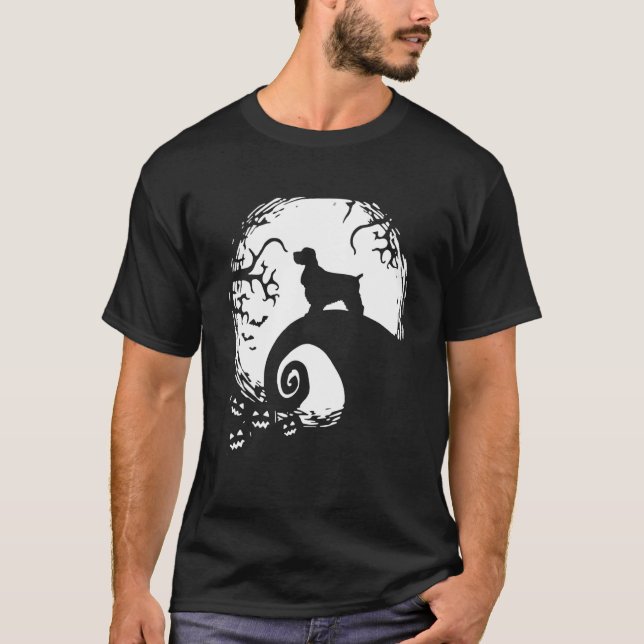 Cocker Spainel Halloween Under The Moonlight Spook T-Shirt (Front)