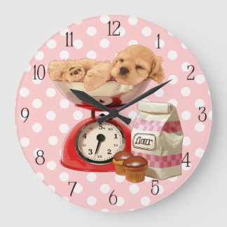 Cocker spanie and retro scale large clock