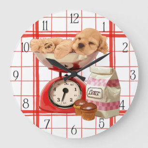 Cocker spanie and retro scale large clock