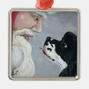 Cocker Spaniel and Santa Dog Art Ornament