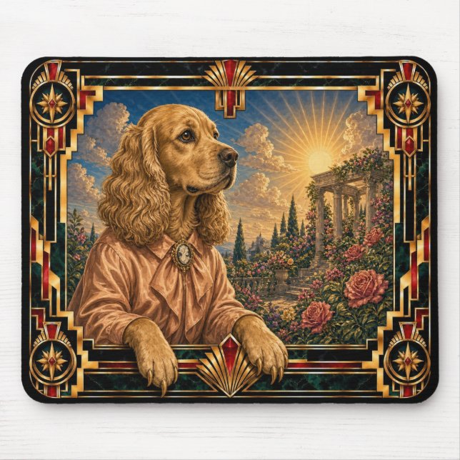 Cocker Spaniel, Art Deco Dog Mouse Mat (Front)