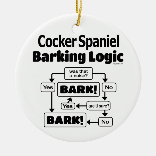Cocker Spaniel Barking Logic Ceramic Tree Decoration (Front)