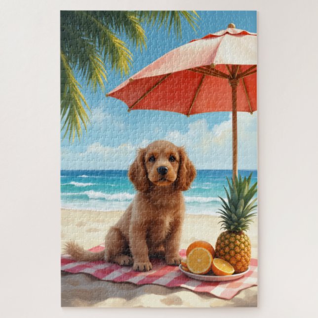 Cocker Spaniel Beach Relax Scene Jigsaw Puzzle (Vertical)