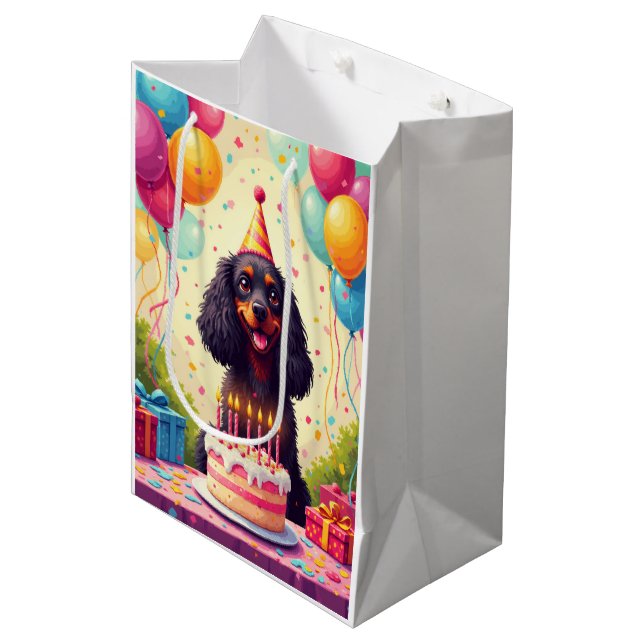 Cocker Spaniel Birthday Celebration Medium Gift Bag (Front Angled)