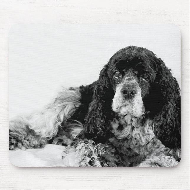 Cocker Spaniel Black and White Mouse Pad (Front)