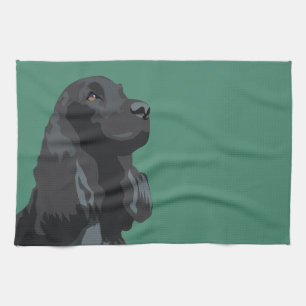 Cocker Spaniel - Black - Basic Breed Templates Tea Towel