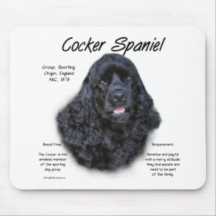 Cocker Spaniel (black) History Design Mouse Mat