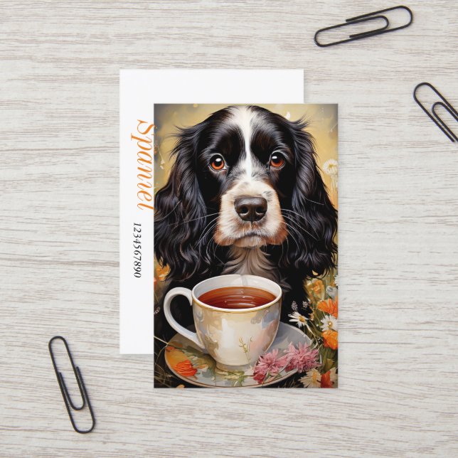 Cocker Spaniel black white Business Card (Front/Back In Situ)