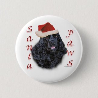 Cocker Spaniel (blk) Santa Paws 6 Cm Round Badge