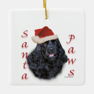 Cocker Spaniel (blk) Santa Paws Ceramic Ornament