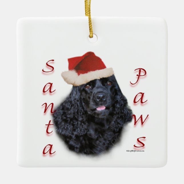 Cocker Spaniel (blk) Santa Paws Ceramic Ornament (Front)