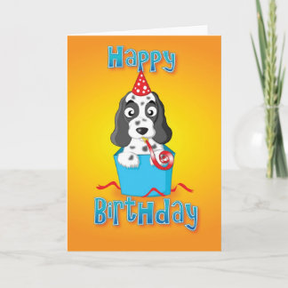 cocker spaniel - box - happy birthday card